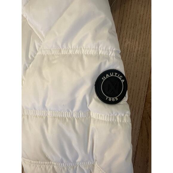 Nautica Puffer Coat Detachable Hood White with Black Water Resistant Wms Small - Picture 3 of 8